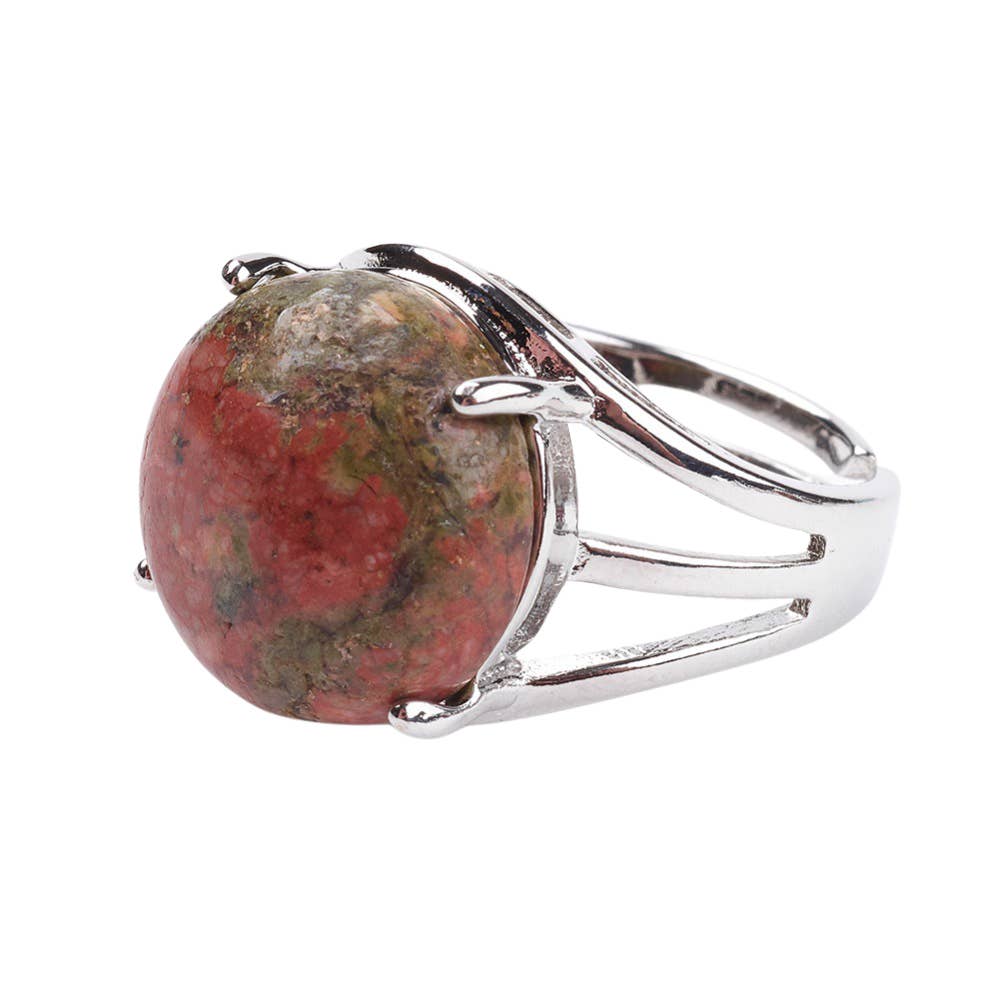 VIE - Vendita all'ingrosso Anelli cocktail/statement - Anello regolabile placcato argento con grande pietra circolare35