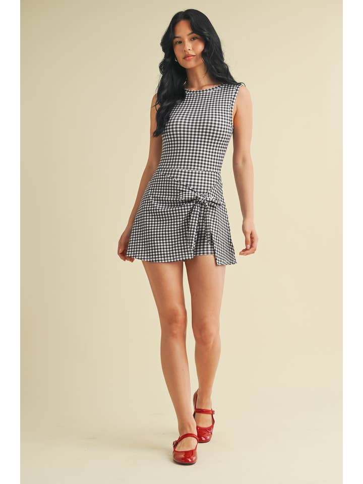 KIMBERLY C - Wholesale Athletic Dress - Women's - Gingham Print Sleeveless Wrap Tie Front Dress 55