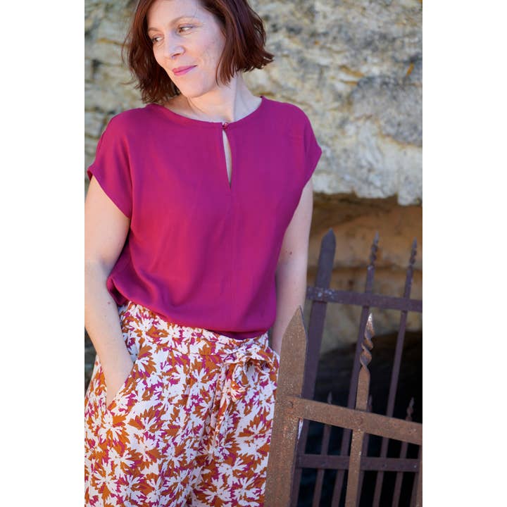 Eglantine et Zoé - Vente Tissu - Tissu Rose Magenta Sergé De Viscose Ecovero8