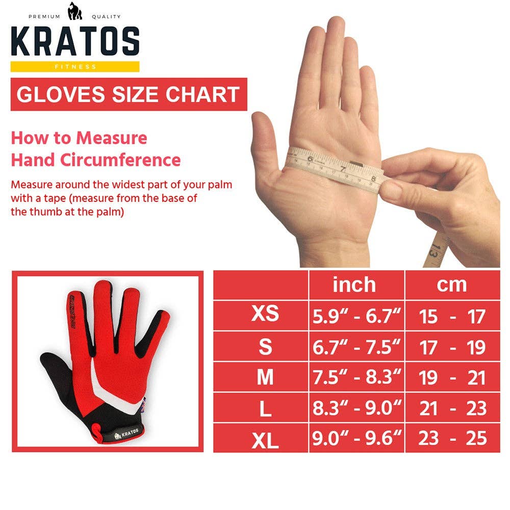Kratos - Wholesale Gloves - Unisex - Mountain Biking Gloves | Full Finger Padded Cycling Gloves - RED3