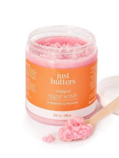 Strength and Passion Whipped Sugar Scrub for wholesale by Just Butters