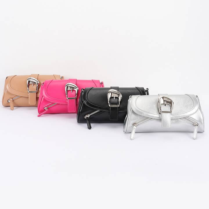 3AM BY H&D ACCESSORIES - Wholesale Crossbody Bag - Women's - Faux Leather Metal Buckle flap Bag