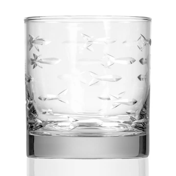 Ecole de poisson sur les rochers en verre 10oz pour la vente par Rolf Glass