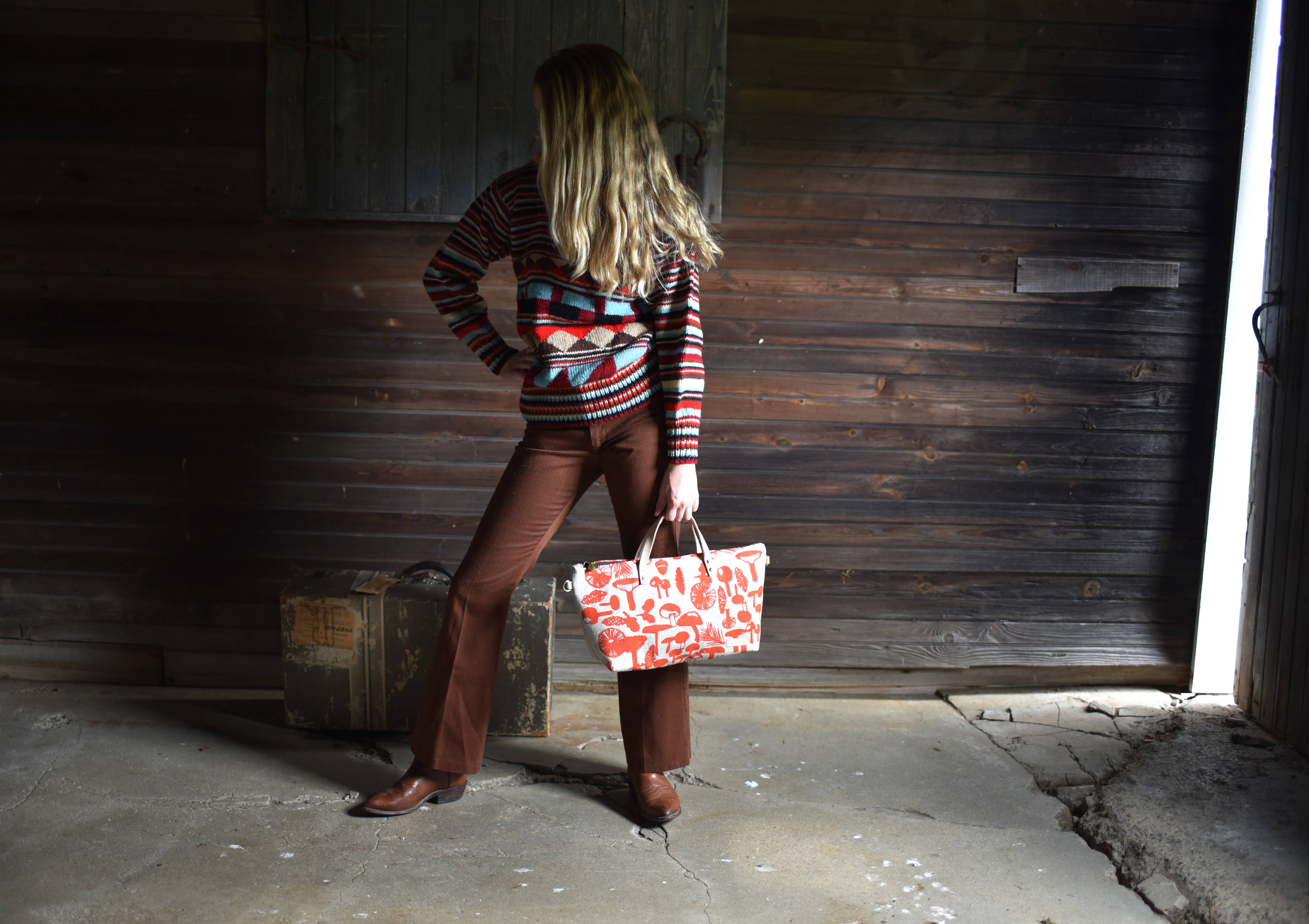 Erin Flett - Wholesale Satchel - Women's - Mushrooms Heavy Linen or Heavy Canvas Satchel Bag7