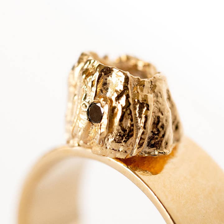 Punho Philia Maxi-Cuff de Ouro Empilhável com Diamante Negro por atacado de Grace Gow