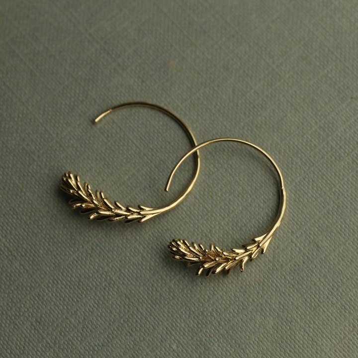 Silk Purse, Sow's Ear - Wholesale Hoop Earrings - Tiny Gold Leaf Hoop Earrings