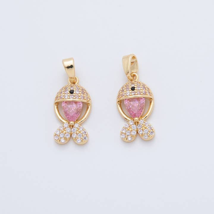 Aim Eternal – Engroshandel Vedhæng/charm – 18K Guldbelagt Pink Mikrobelagt CZ Fisk Vedhæng | AH7690