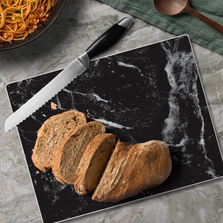 CounterArt/Highland Home/Thirstystone - Wholesale Cutting Board - Black Marble Design 10” x 8” Tempered Glass Cutting Board4