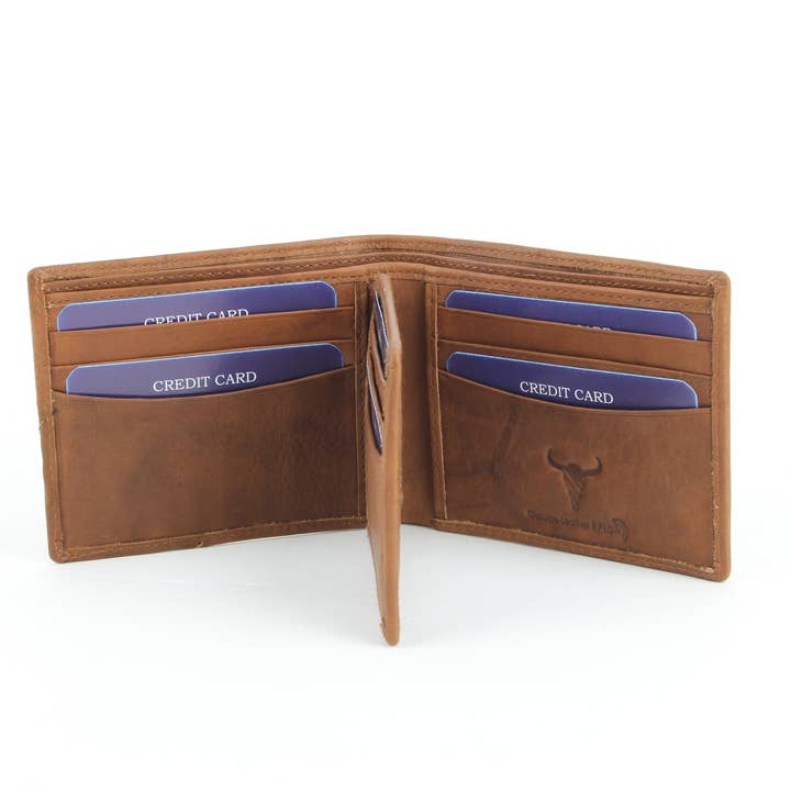 Leather Impressions Inc - Wholesale Wallet - Men's - RFID Bifold w/Center I.D. Flap & Corner Contrast Notch 157157