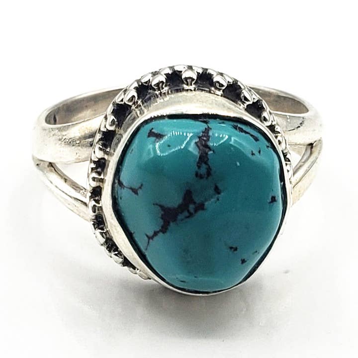 Blue Turquoise 925 Sterling Silver Ring for wholesale by GTG Gems Corp