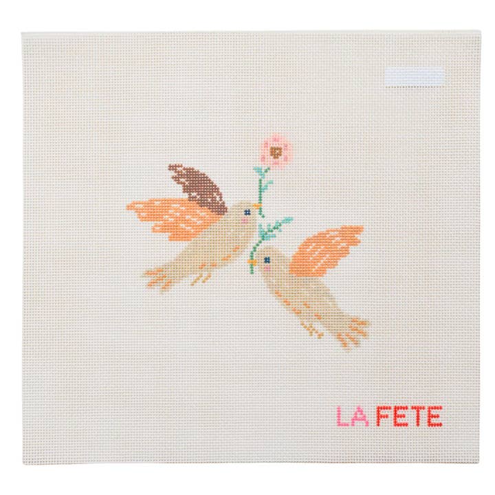 12 Days Of Christmas - Two Turtle Doves Hand Painted Needlepoint Canvas for wholesale by La Fete Needlepoint
