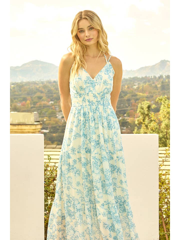 Mystree - Wholesale Dress - Women's - 61048 Printed Mesh Long Tiered Dress