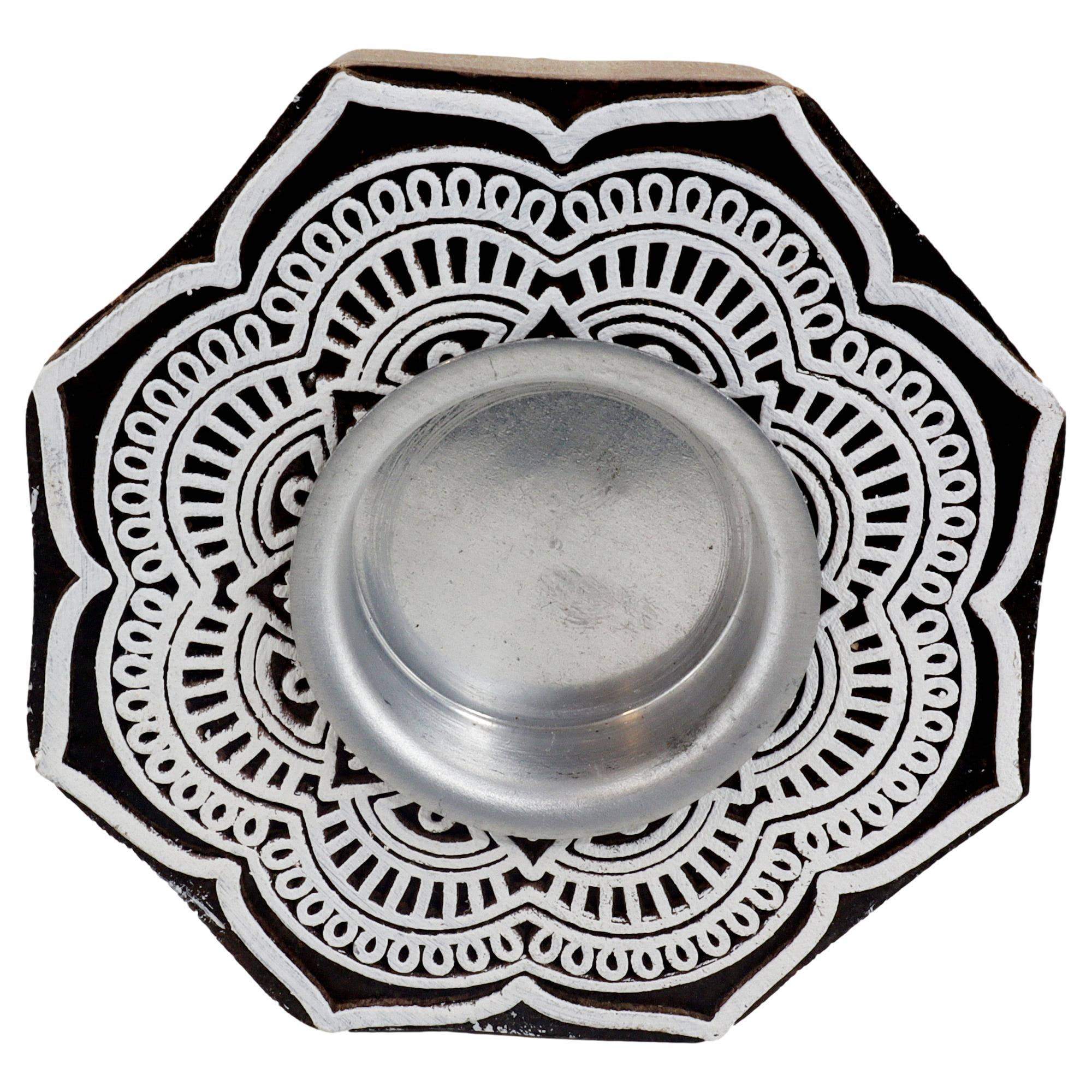 Tribal Trade GmbH - Wholesale Candle Holder - Tealight holder wood rosette large flower candle holder