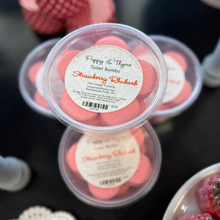Strawberry Rhubarb Toilet Cleaning Bombs for wholesale by Poppy & Thyme