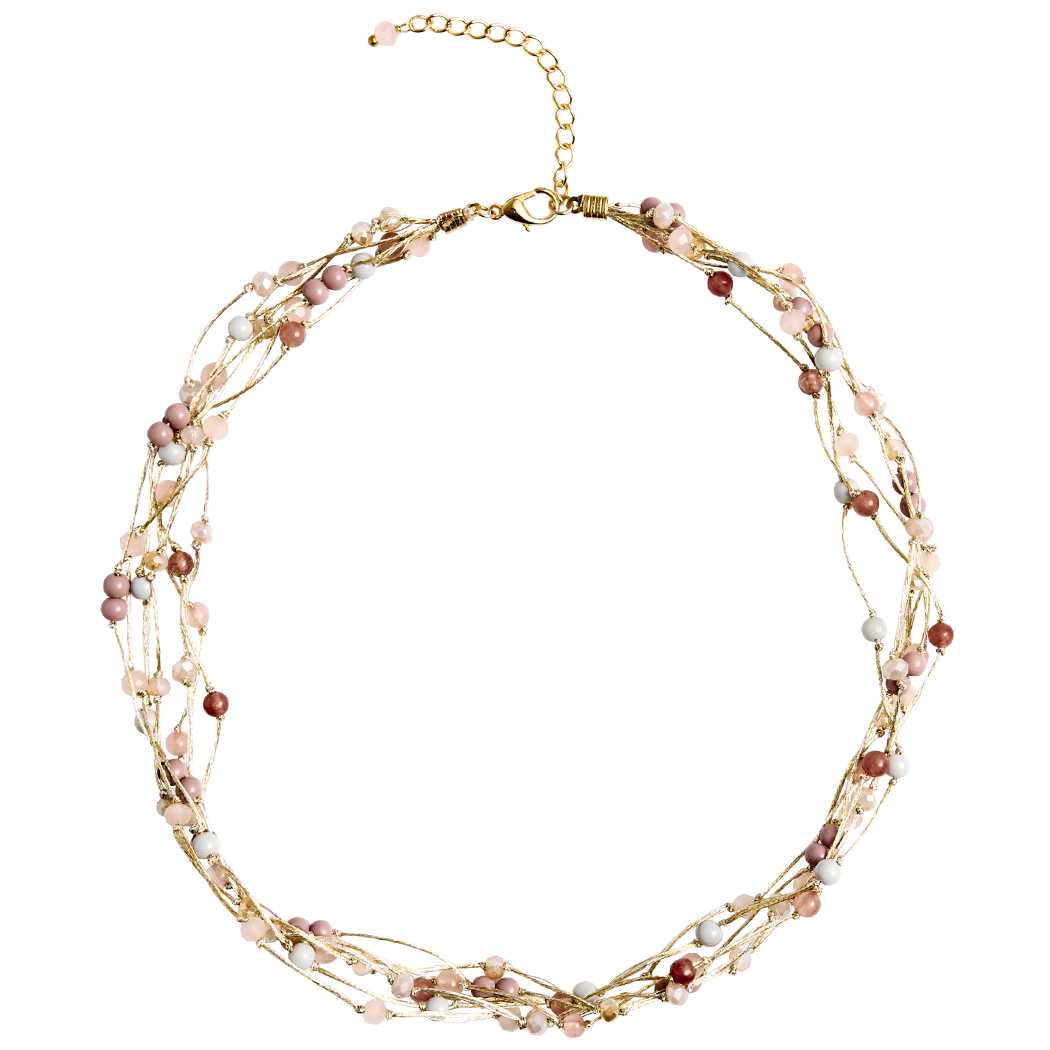 Marquet - Wholesale Beaded/Pearl Necklace - Jill Fair Trade Multistrand Beaded Necklace with Silk1