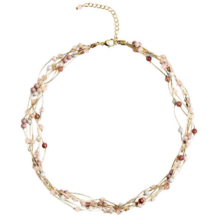 Marquet - Wholesale Beaded/Pearl Necklace - Jill Fair Trade Multistrand Beaded Necklace with Silk1