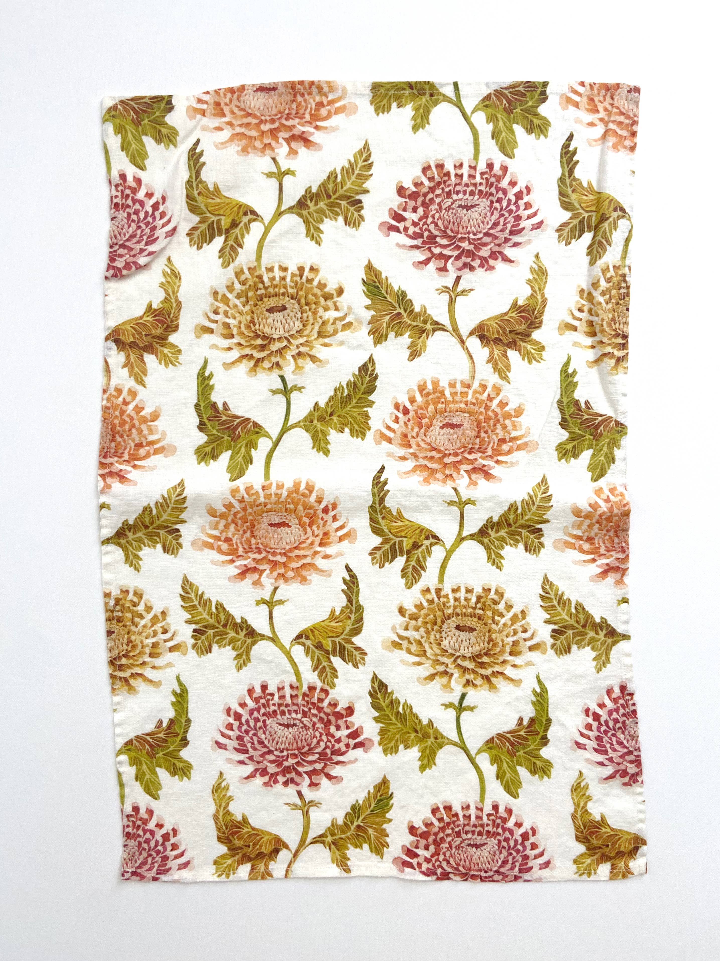 Sarah Rose - Wholesale Tea Towel - Chrysanthemum Organic Linen Tea Towel3