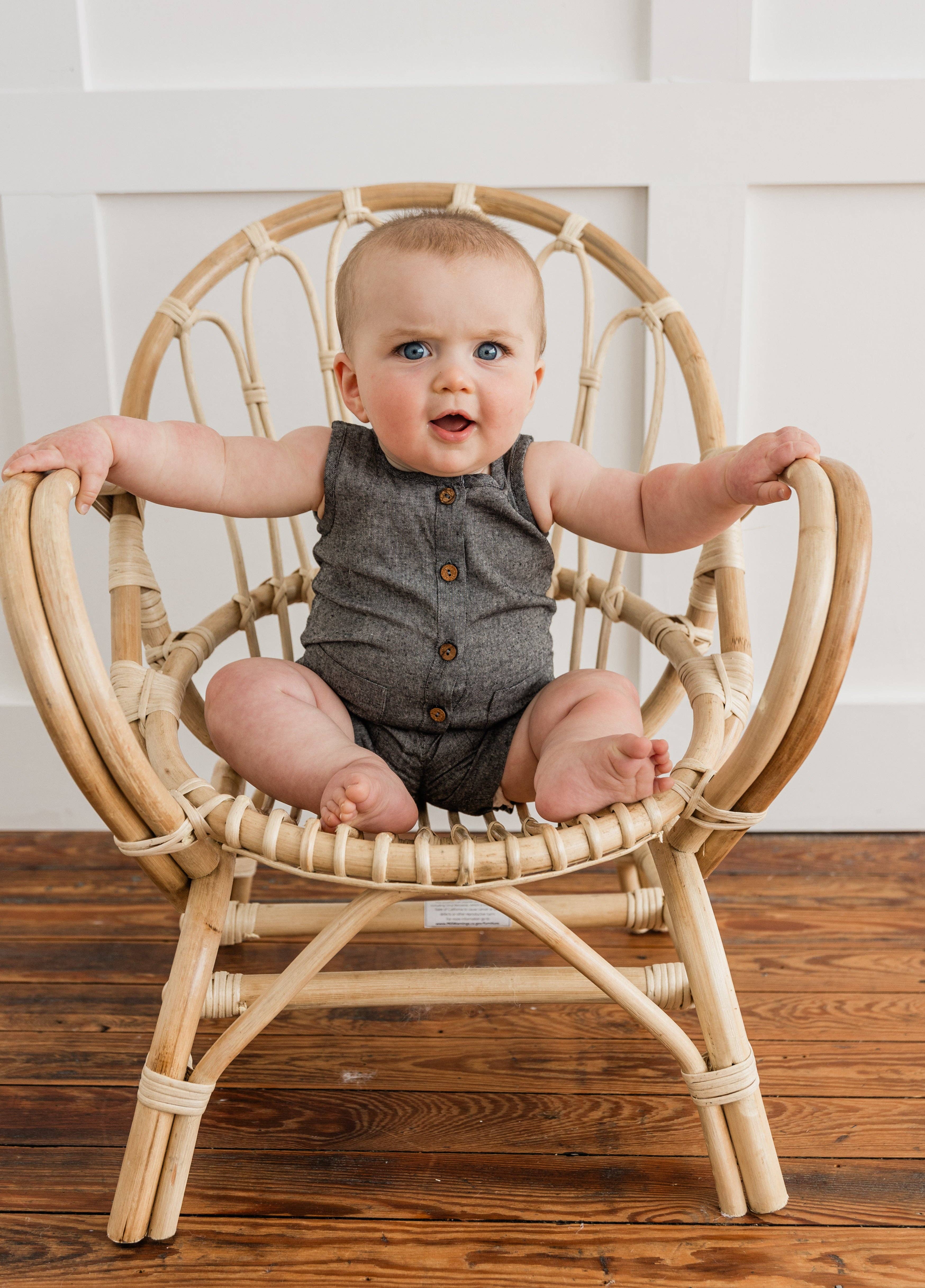 Yo Baby - Wholesale Jumpsuit - Baby - Black Chambray Boys Romper3