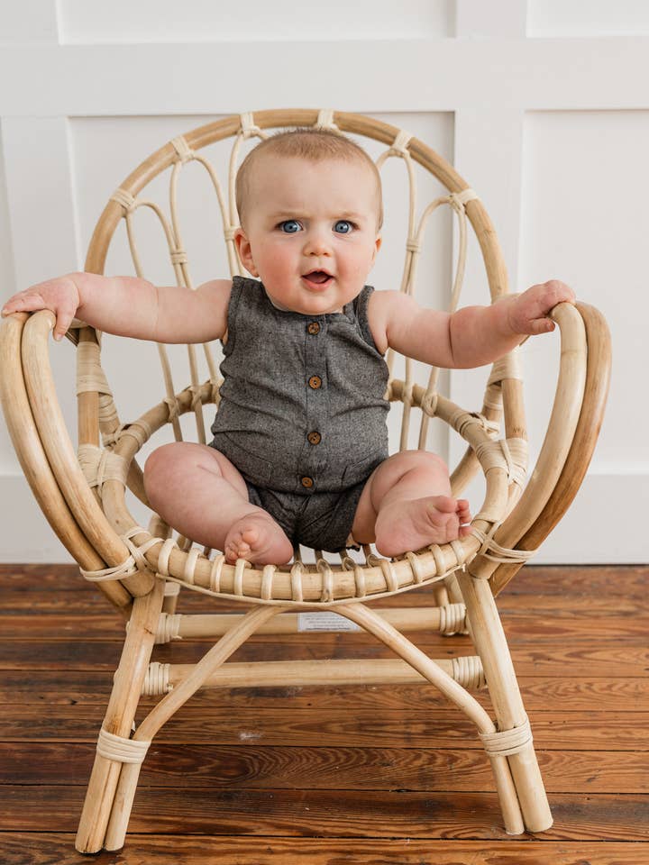 Yo Baby - Wholesale Jumpsuit - Baby - Black Chambray Boys Romper3