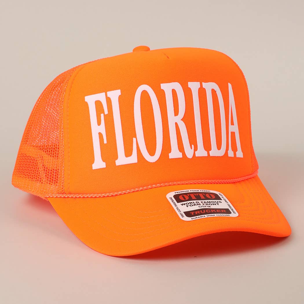 Fashion City - Wholesale Trucker Hat - Unisex - FLORIDA Text Printed Mesh Back Foam Trucker Hat8