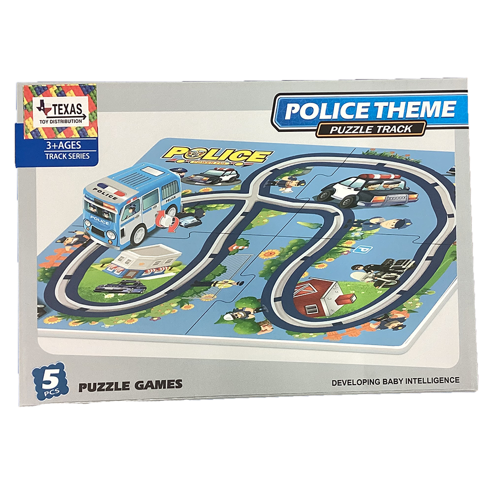 Texas Toy Distribution - Wholesale Puzzle - Kids - Fire and Police Puzzle Track Kits with Wind-Up Vehicle1