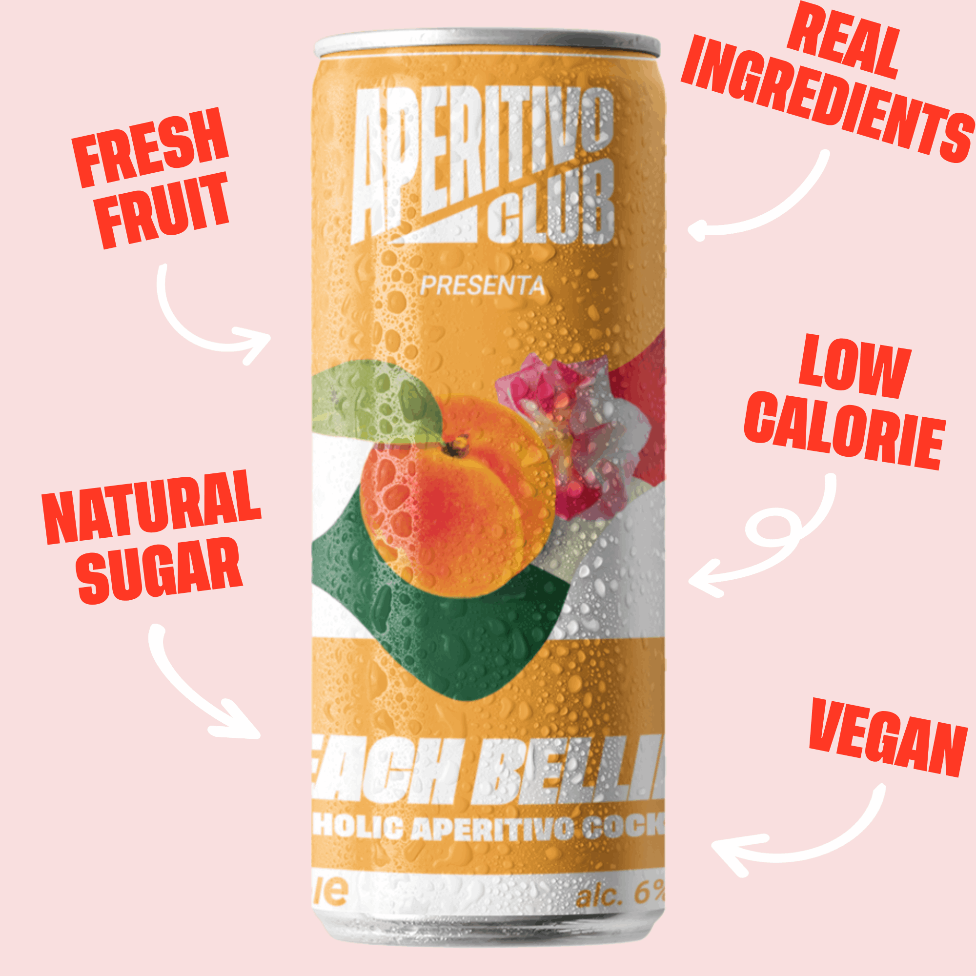 Aperitivo Club - Venta al por mayor Preparado/sirope para cóctel - PEACH BELLINI | Cóctel italiano spritz listo para beber | 6 % vol2