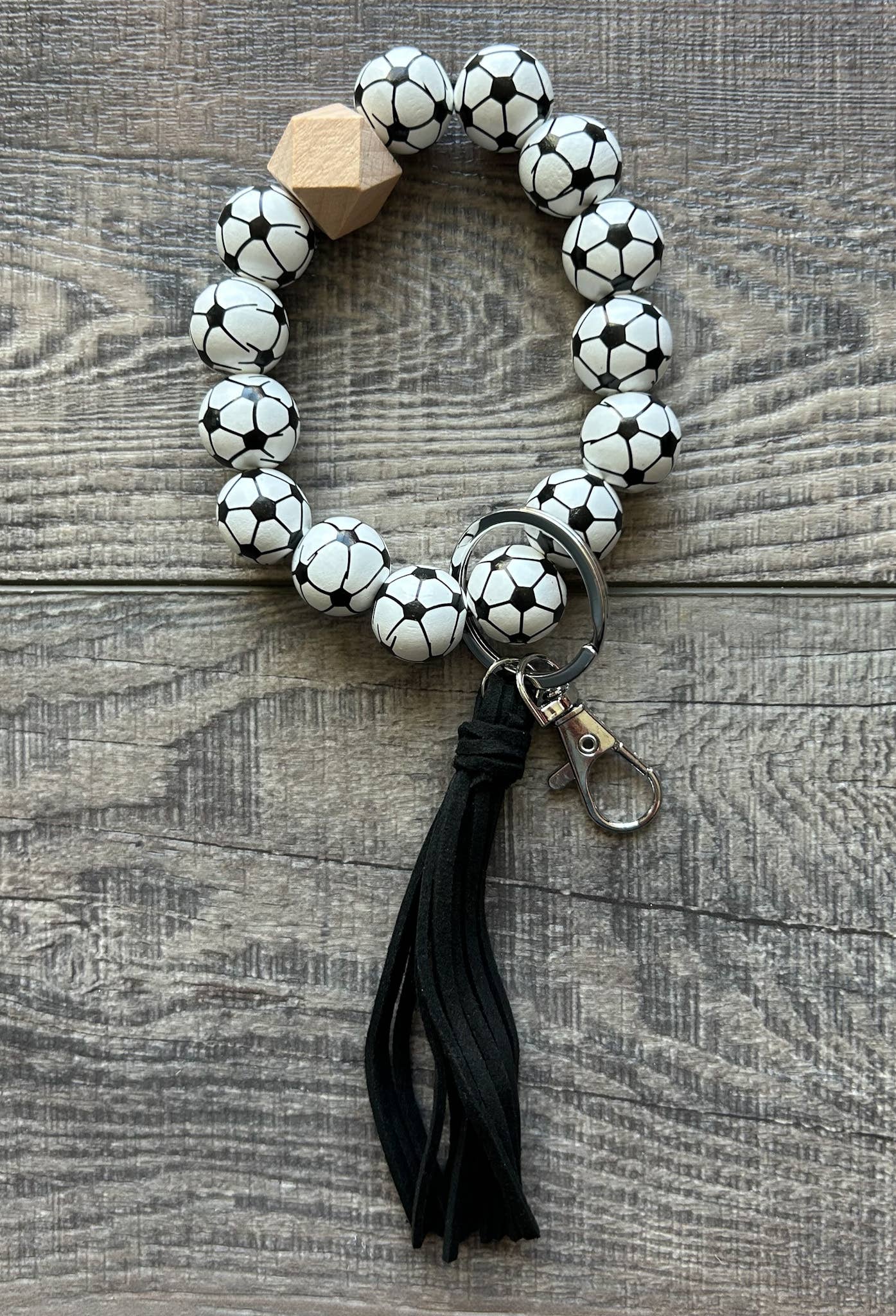 JILLIAN INK LLC - Wholesale Keychain Bracelet - Sports Keychain with Wooden Beads 10