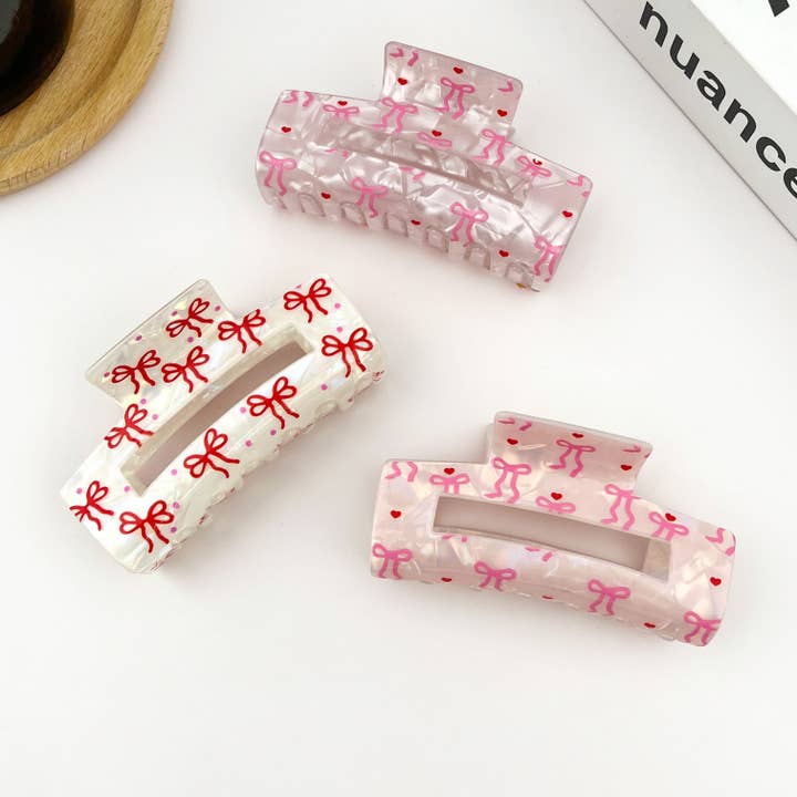 Garra de Cabelo com Laço Retangular, Molas de Cabelo para o Dia dos Namorados por atacado de TheDivaSoap