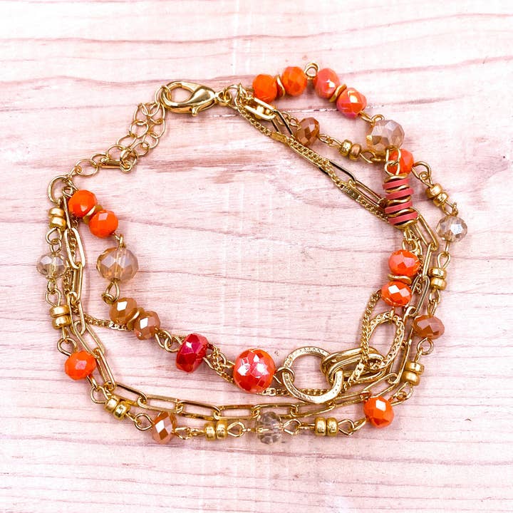 Jade Bracelet Set - Orange for wholesale by MM Designs