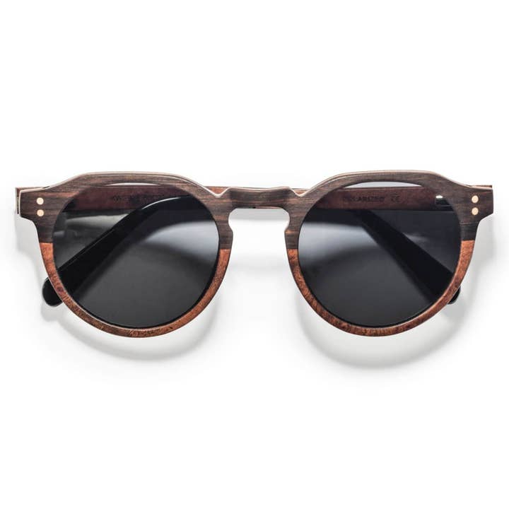 Roseland Retro Round Wood Sunglasses for wholesale by Kraywoods Eyewear