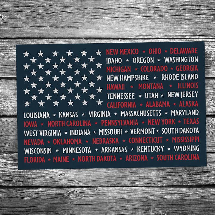 USA State Flag Postcard for wholesale by Christopher Arndt Postcard Co.