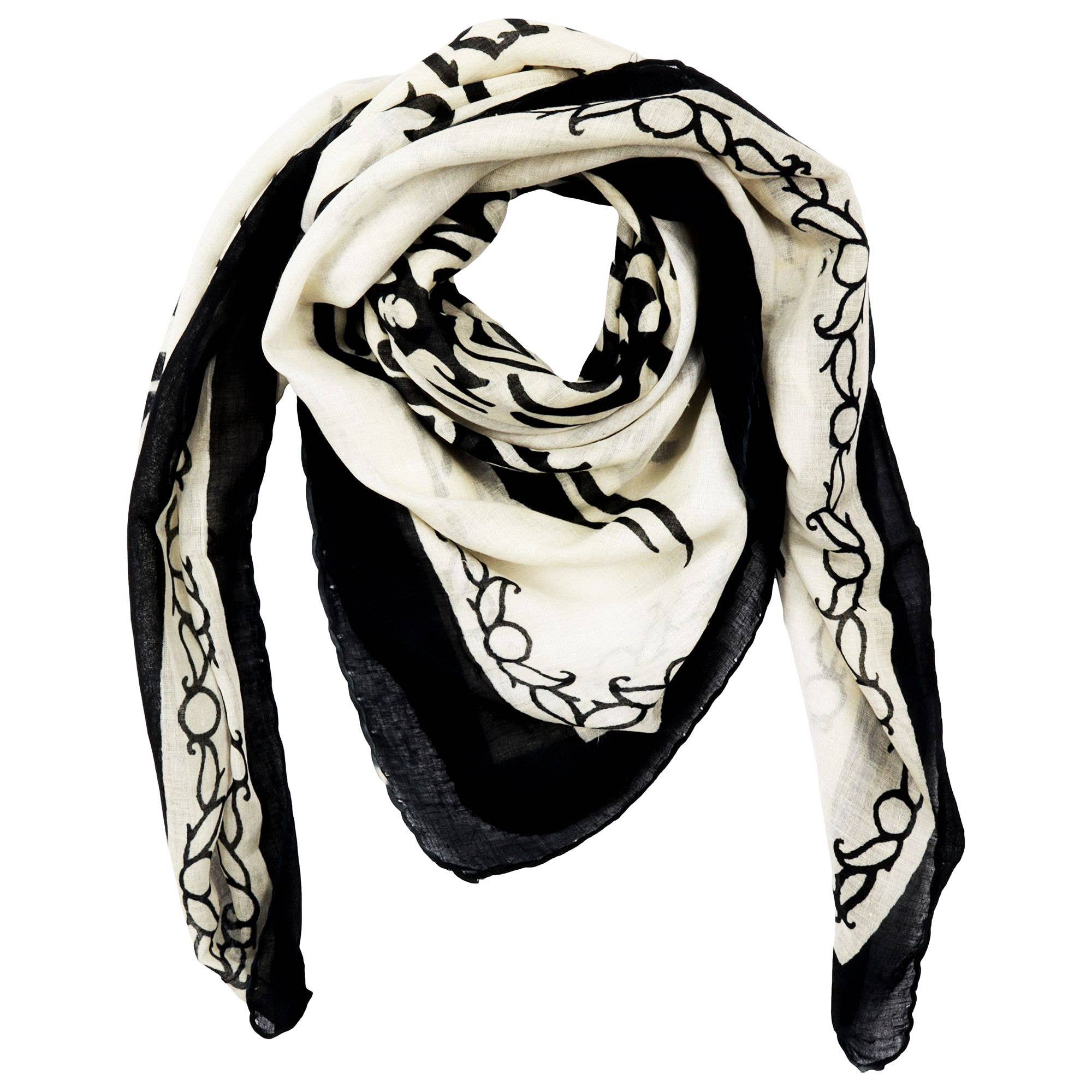 Tribal Trade GmbH - Wholesale Scarf - Unisex - Cotton towel Tribal Style black and beige ornament 100x100cm neck0