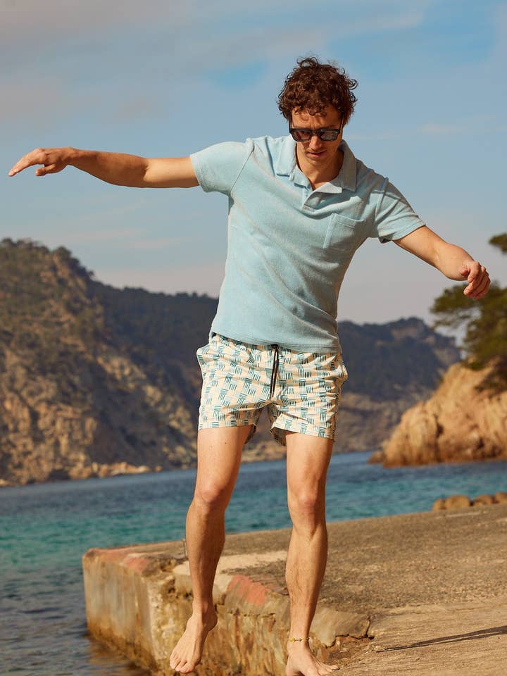 Sky blue terry polo for wholesale by APNEE