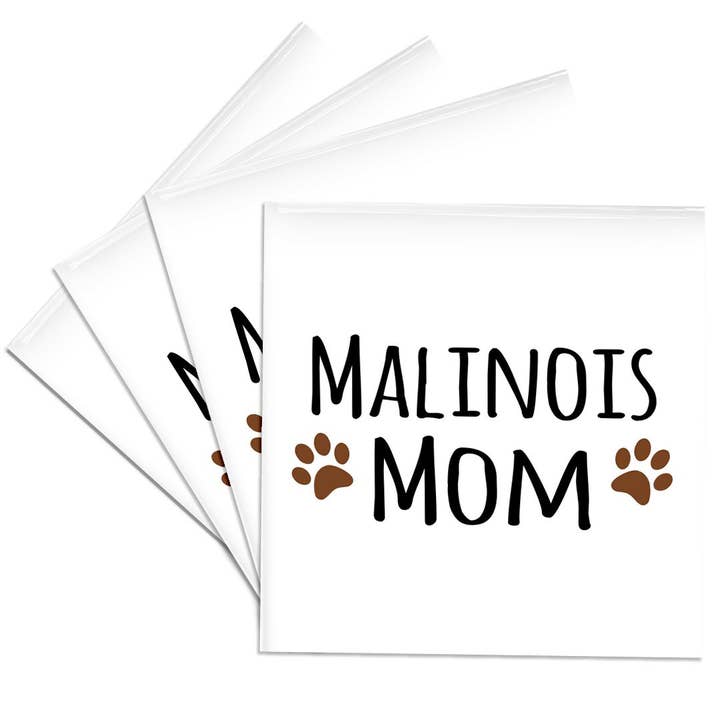 3dRose - Wholesale Coasters - 3dRose, Malinois Mom - Belgian Malinois dog breed - muddy brown doggie paw prints - doggy lover - pet owner, Coaster