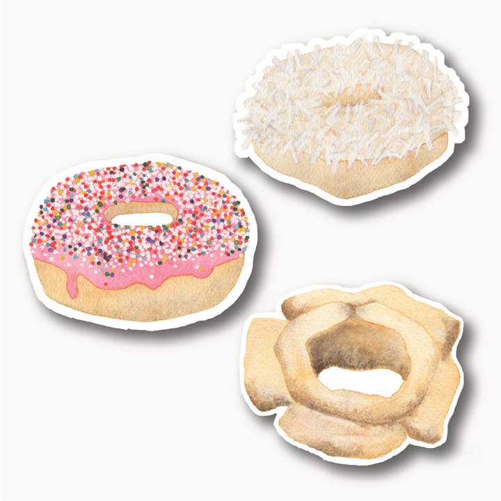 Donut Watercolor Sticker Pack for wholesale by Sophie Tivona Paper