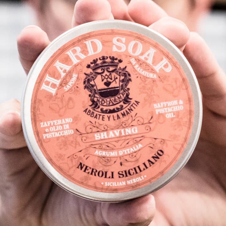 Sabonete de Barbear Flores de Laranjeira | Açafrão e Pistache por atacado de Abbate Y La Mantia
