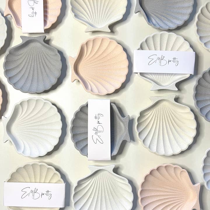 EMB Pretty - Vendita all'ingrosso Portagioie - Piatto in marmo con conchiglie, vassoio portagioie, conchiglie, gioielli in pietra2