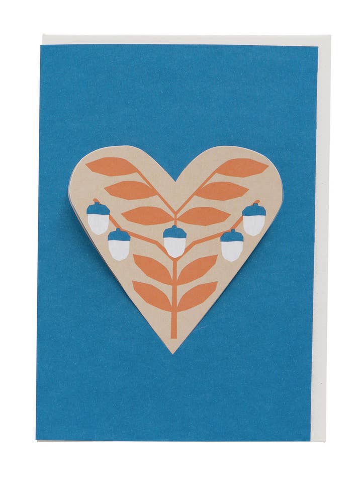 HEART Christmas card acorns - blue (including envelope)Â for wholesale by Jurianne Matter