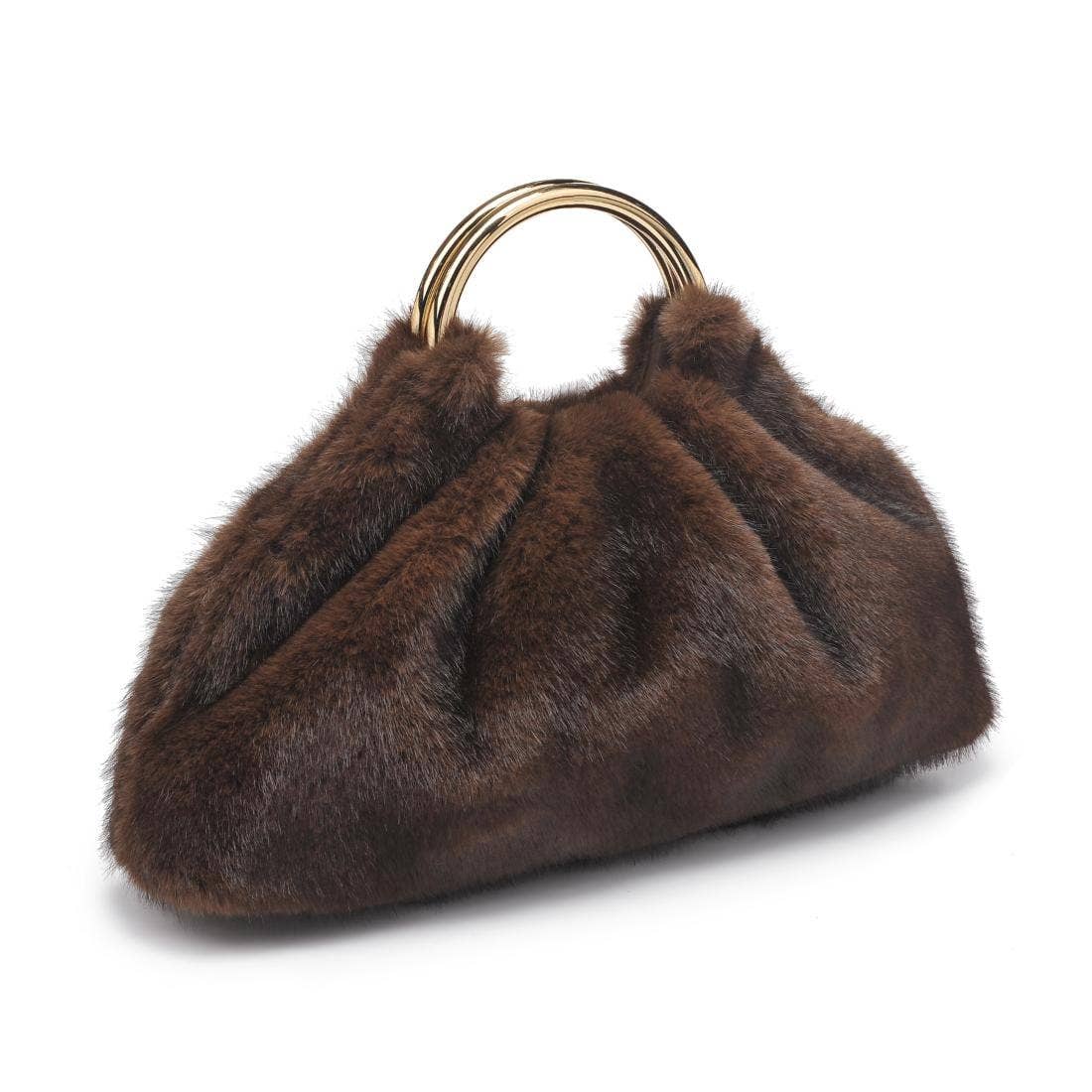 MiMi Wholesale - Wholesale Clutch Bag - Women's - 28823F Faux Fur Clutch Bag With Ring Handle8