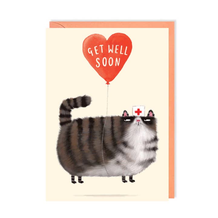 GET WELL SOON CAT - 4 x 6 CARD for wholesale by Nelson Line