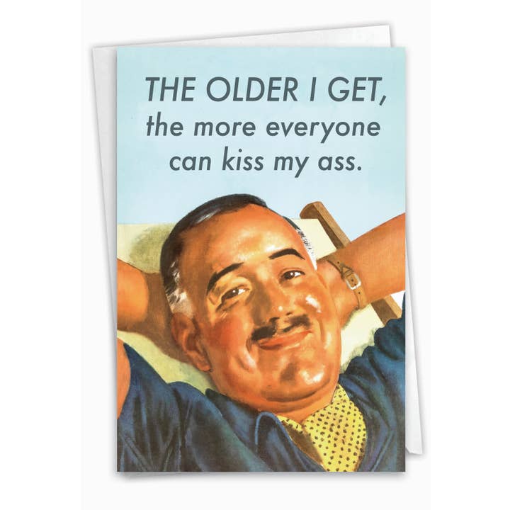 NobleWorks - Wholesale Birthday Card - Birthday Card - Man Everyone Kiss My Ass