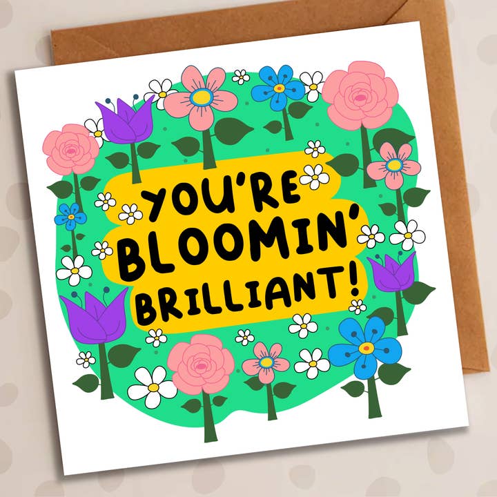 Congratulations Card – Bloomin’ Brilliant | Flowers Card for wholesale by Studio Arca