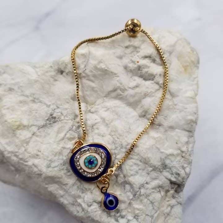 The Pretty Jewellery - Wholesale Charm/dangle bracelet - Crystal Evil Eye Slide Bracelet1