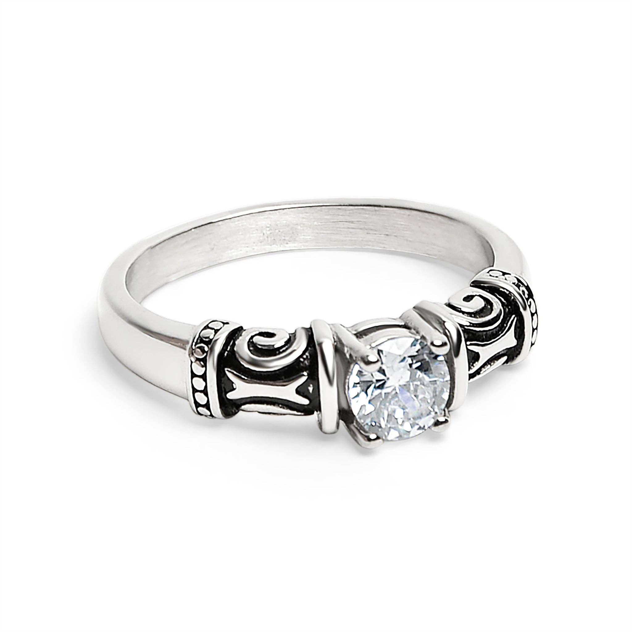 WJW - Wholesale Multi-Stone Ring - CZ Center With Decorative Accents Stainless Steel Ring1