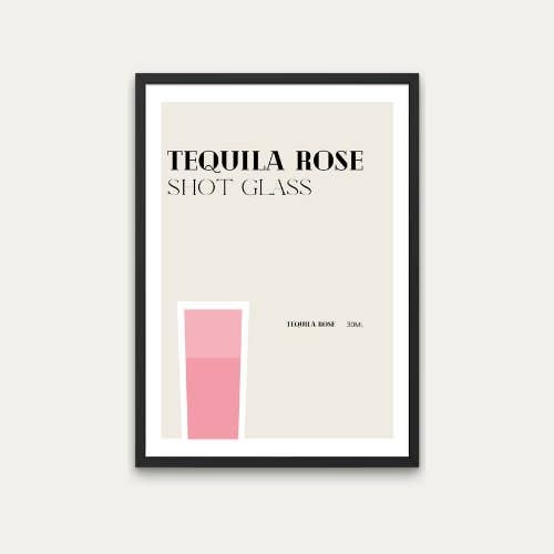 Tequila Rose Shot Print, Shots Poster, Wall Art, Bar Decor for wholesale by Littlepapertrailco