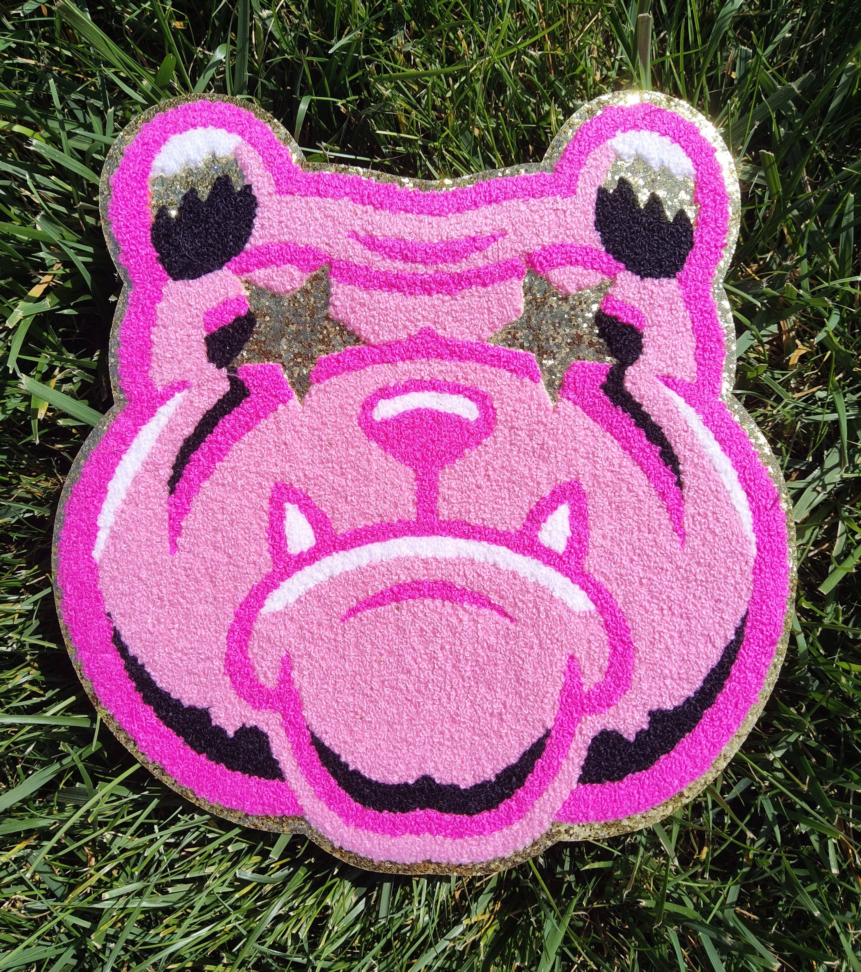 Scratch Decor - Wholesale Patch - Hot Pink Bulldog Mascot with Star Eyes Large Chenille3