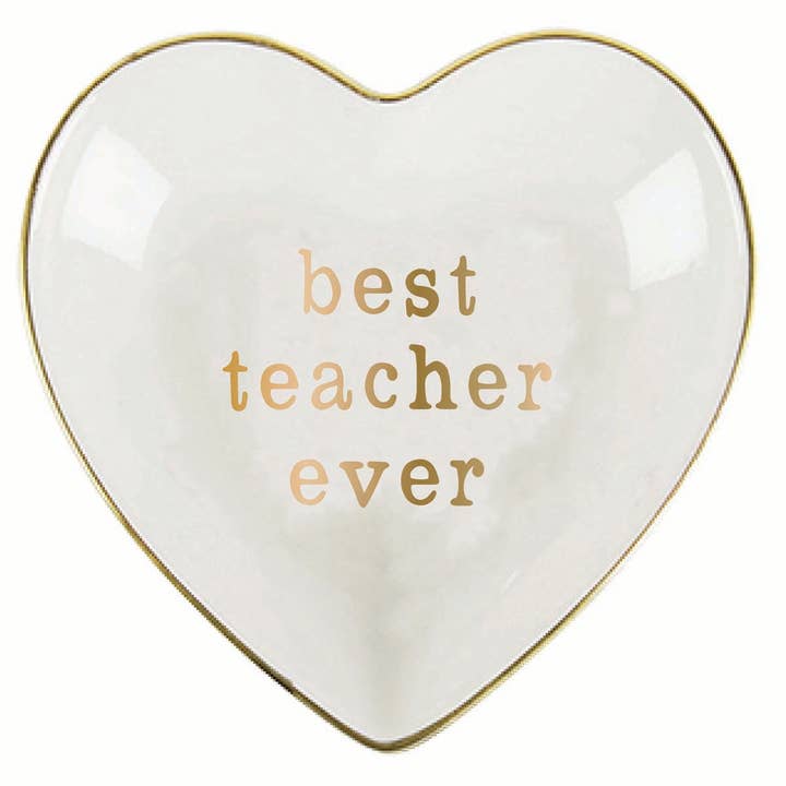 Ceramic Trinket Tray | Best Teacher Ever Trinket Dish for wholesale by soiree-sisters