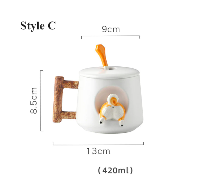 Homerely (We Cover All Import Duties) - Wholesale Coffee Mug - Shiba Inu Mug With Lid & Spoon2