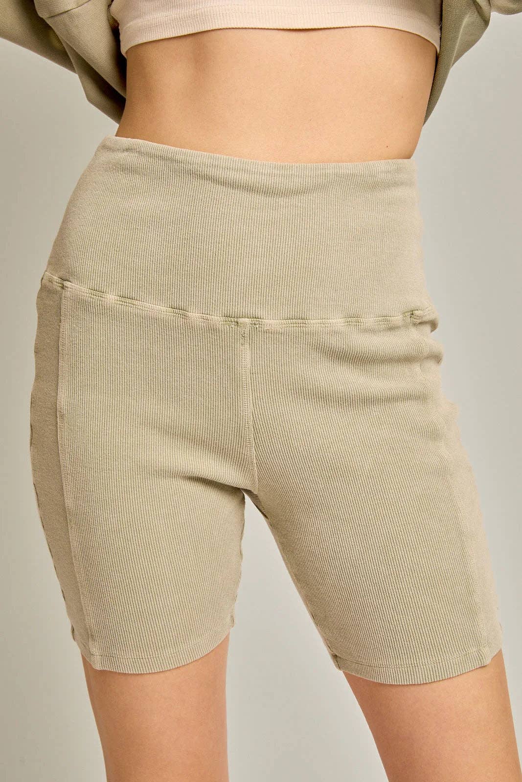 Tasha Apparel Wholesale - Wholesale Athletic Shorts - Women's - Mineral Wash Ribbed Tummy Control Biker Shorts17