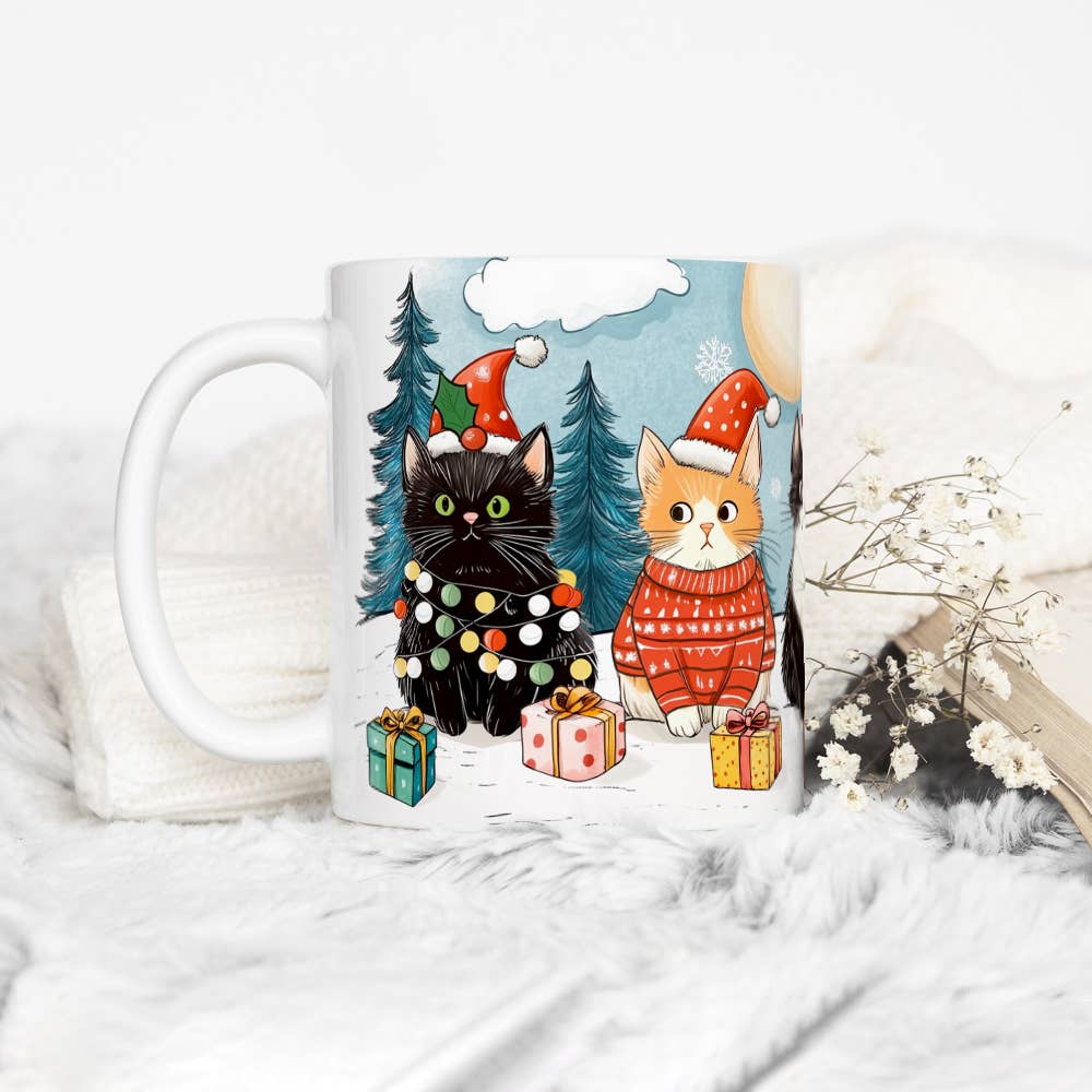 Loftipop - Wholesale Coffee Mug - Festive Winter Christmas Cats Mug, Cute Cat Holiday Gifts2